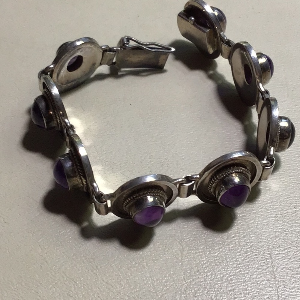 Sterling Silver and Amethyst Bracelet